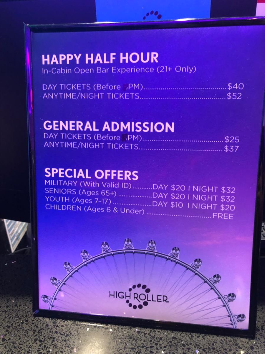 High Roller Observation Wheel Happy Half Hour Ticket In Las Vegas United States Of America