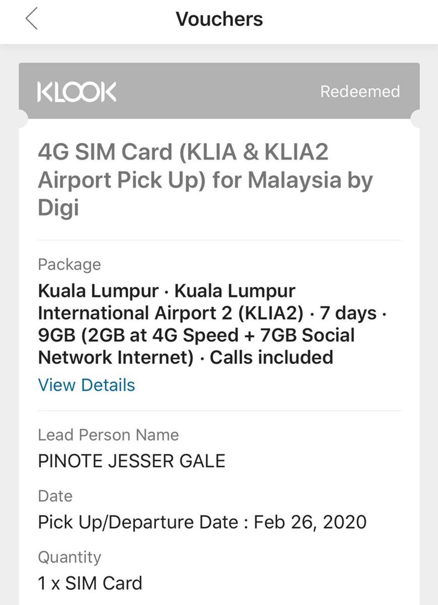 Digi 4g Prepaid Sim Card For Malaysia Klook Singapore